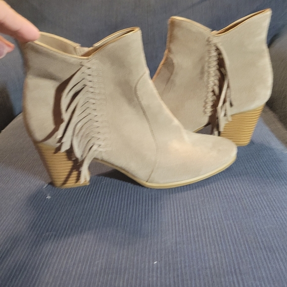 Leather suede Chunky  fringeboots y2k - Picture 1 of 9